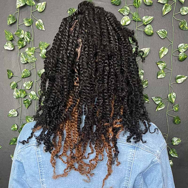 Onimehair™ #Auburn Brown+#1B Two Colors Afro Kinky Bulk Human Hair For Braiding DreadLock