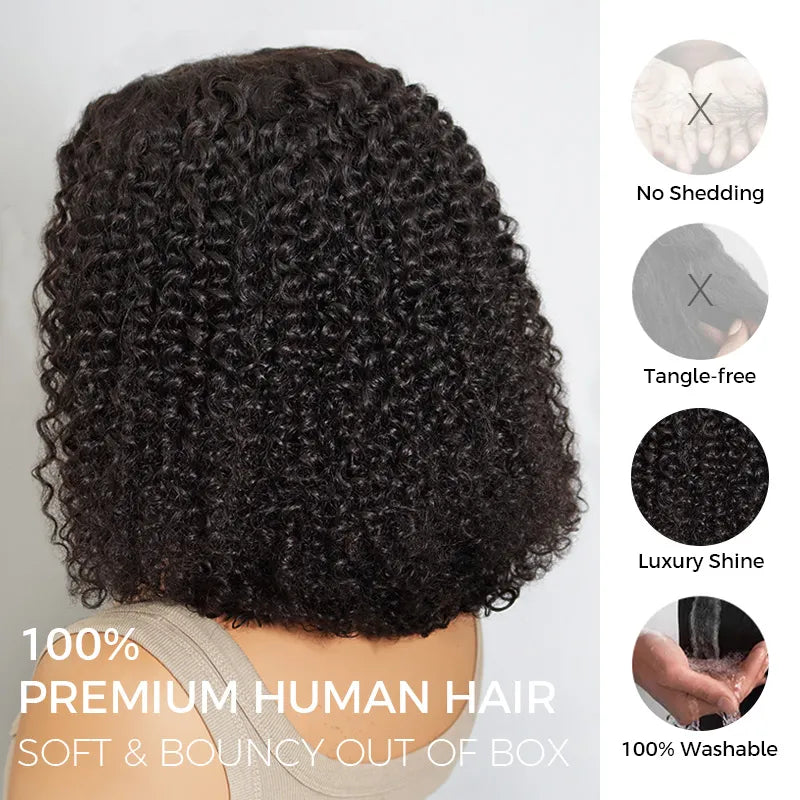 Wear Go Short Curly Wig Upgrade 5×5 Pre Cut Lace Bob Glueless Wig Beginner Friendly