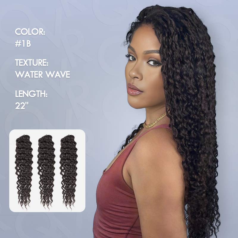 Onimehair™ Soft Deep Wave Feather Crochet Braid Natural Black Human Hair Extensions