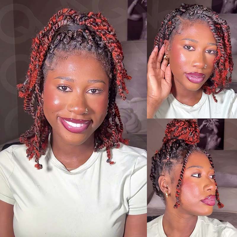 Onimehair™ Dark Orange Afro Kinky Bulk Hair Extensions For Braiding Dreadlock Human Hair