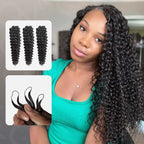 Onimehair™ Seamless Deep Curly Handmade Feather Crochet Braid Natural Black Human Hair Extensions