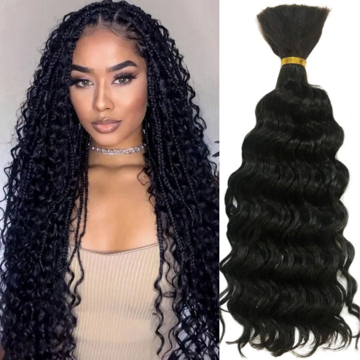 Deep Wave Bulk Human Hair For Braiding Boho Braids Human Braiding Hair