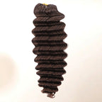 #4 Dark Brown Color Deep Wave Feather Crochet Hair Extension Human Hair