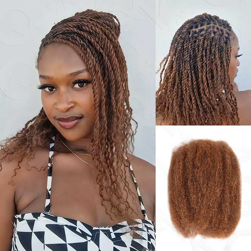 Onimehair™ Thick 4 Packs Afro Kinky Bulk Human Hair For Perfect Braids & Twists