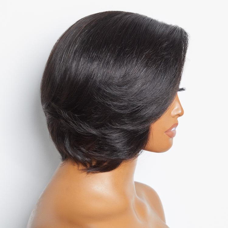 Onimehair™Mature Boss Pixie Cut with Swept Bangs Glueless Minimalist HD Lace Bob Wig