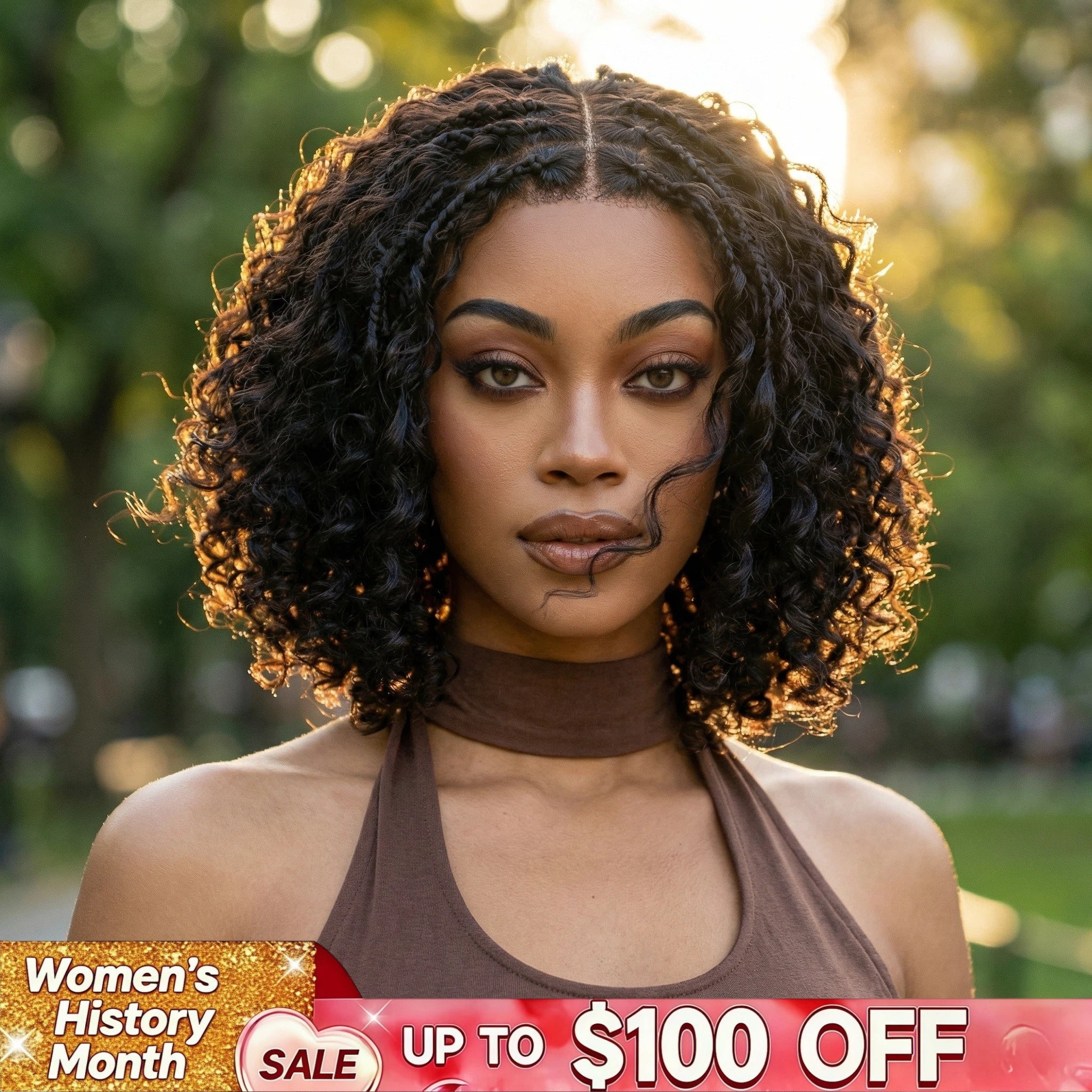 Boho Braids Deep Curly Glueless 5x5 Closure Lace with Braided Top Human Hair Wig Pre-Cut Lace - Onime Hair
