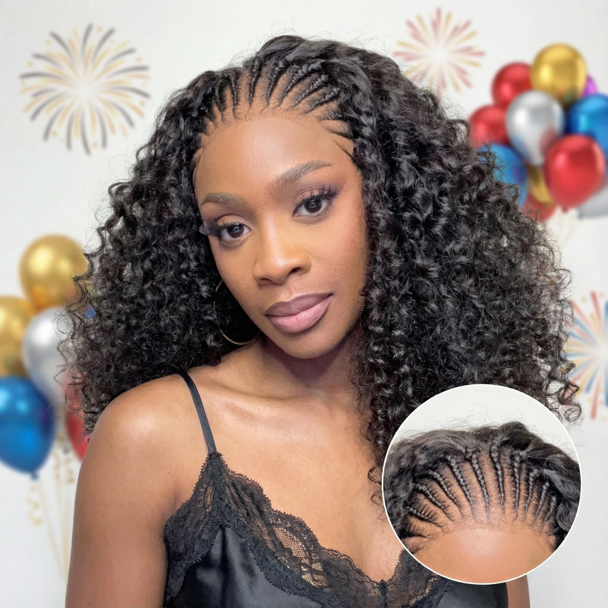 2026一Knotless Fulani Braids Deep Wave Glueless Ear-to-ear 13x4 Frontal HD Lace Wig Human Hair