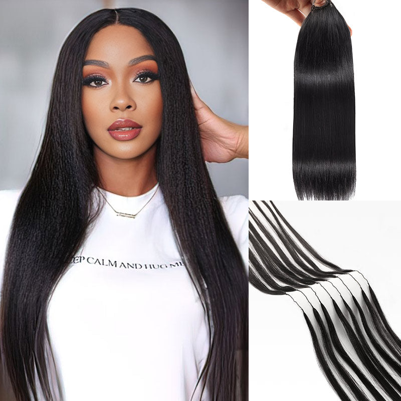 Onimehair™ 1 Pack/50g Handmade Feather Crochet Braid Natural Black Human Hair Extensions