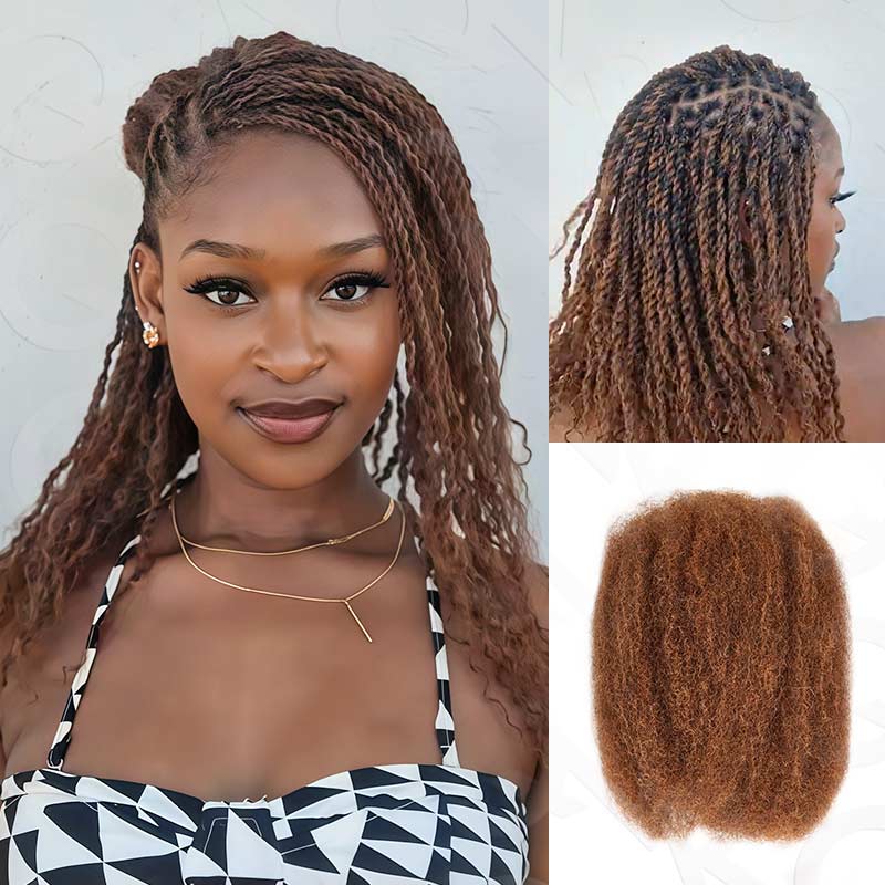 Onimehair™ Affordable Afro Kinky Bulk Human Hair Auburn Color For Braiding DreadLock