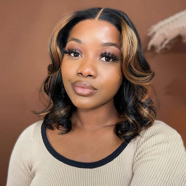 Short Loose Wave Bob Human Hair Wig 5×5 HD Pre-Cut Lace Glueless Blonde Highlight Color Bleached Knots