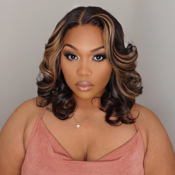 Short Loose Wave Bob Human Hair Wig 5×5 HD Pre-Cut Lace Glueless Blonde Highlight Color Bleached Knots