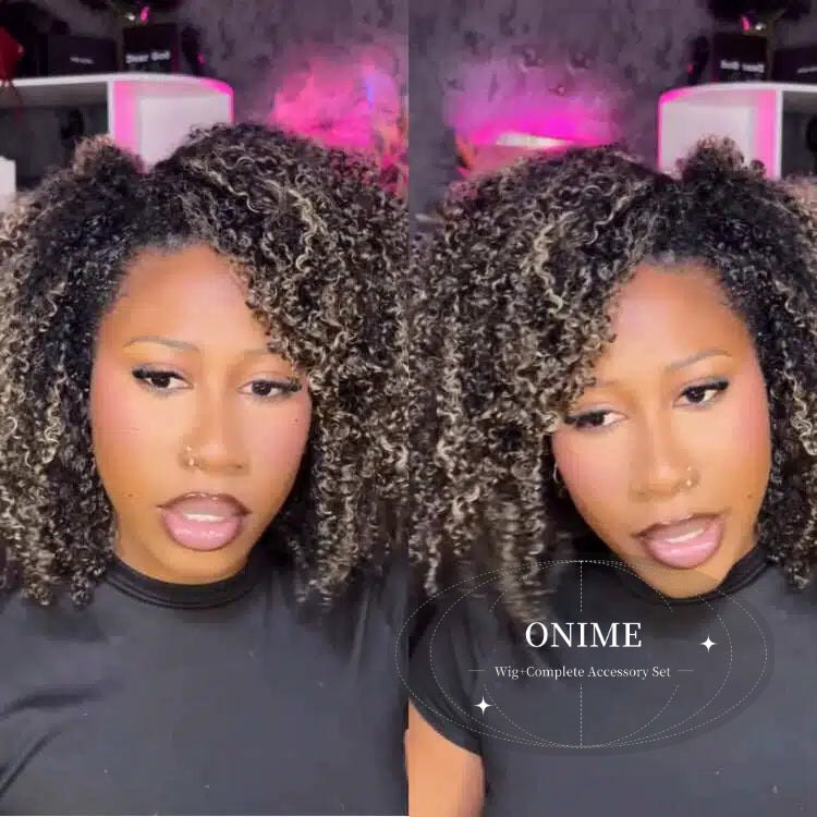 Highlight Color Afro Curly Crochet Hair 100% Human Crochet Hair Extensions