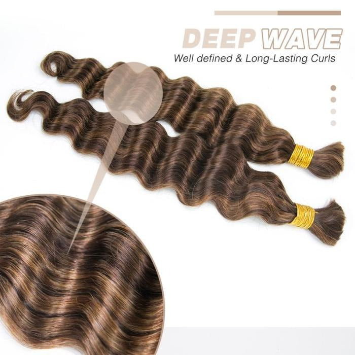Onimehair Loose Deep Wave Bulk Human Braiding Hair Chocolate Brown Human Hair for Braiding