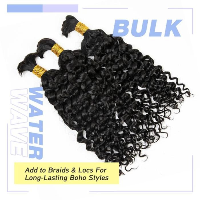Onimehair Water Wave Bulk Human Hair For Braiding Natural Black Boho Hair