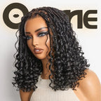 Exclusive Deal | HD Full Lace Knotless Boho Curls Braided Bob Wig Flexi Fit Invisi Drawstring Cap