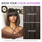 Onimehair™Put On and Go Reddish Purple / Ash Blonde Highlight / Brown Highlight / Natural Black Layered Cut Yaki Straight Minimalist Lace Bob Wig
