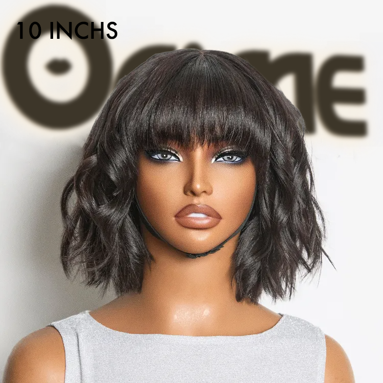Onimehair™Put On and Go Reddish Purple / Ash Blonde Highlight / Brown Highlight / Natural Black Layered Cut Yaki Straight Minimalist Lace Bob Wig