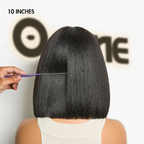 Onimehair™Put On and Go Reddish Purple / Ash Blonde Highlight / Brown Highlight / Natural Black Layered Cut Yaki Straight Minimalist Lace Bob Wig