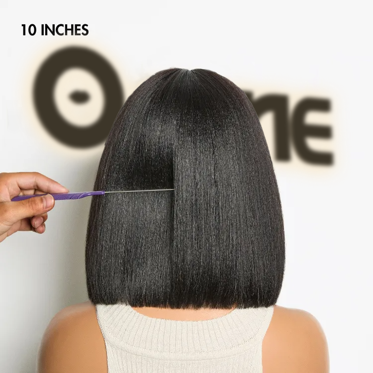 Onimehair™Put On and Go Reddish Purple / Ash Blonde Highlight / Brown Highlight / Natural Black Layered Cut Yaki Straight Minimalist Lace Bob Wig