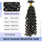 Onimehair Water Wave Bulk Human Hair For Braiding Natural Black Boho Hair