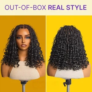 Exclusive Deal | HD Full Lace Knotless Boho Curls Braided Bob Wig Flexi Fit Invisi Drawstring Cap