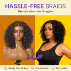 Exclusive Deal | Boho Braids Deep Curly Glueless 5x5 Closure Lace with Braided Top Human Hair Wig Pre-Cut Lace