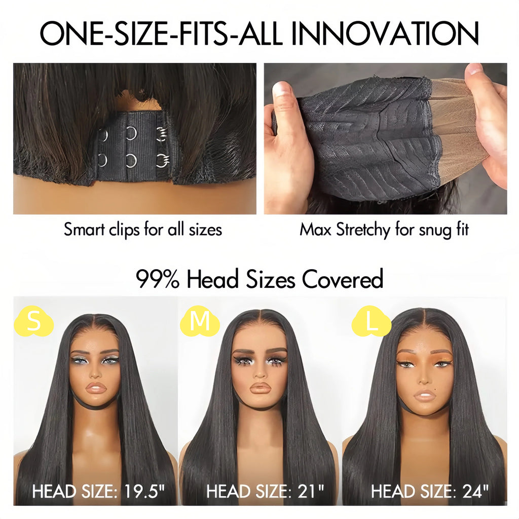 All-Day Comfort™ Wig Density Loose Body Wave Glueless5x5 Closure HD Lace Human Hair Wig with Bangs Pre-Cut Lace