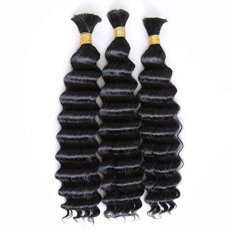 Double Drawn Burmese Deep Wave Human Braiding Hair