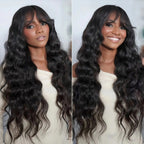 All-Day Comfort™ Wig Density Loose Body Wave Glueless5x5 Closure HD Lace Human Hair Wig with Bangs Pre-Cut Lace