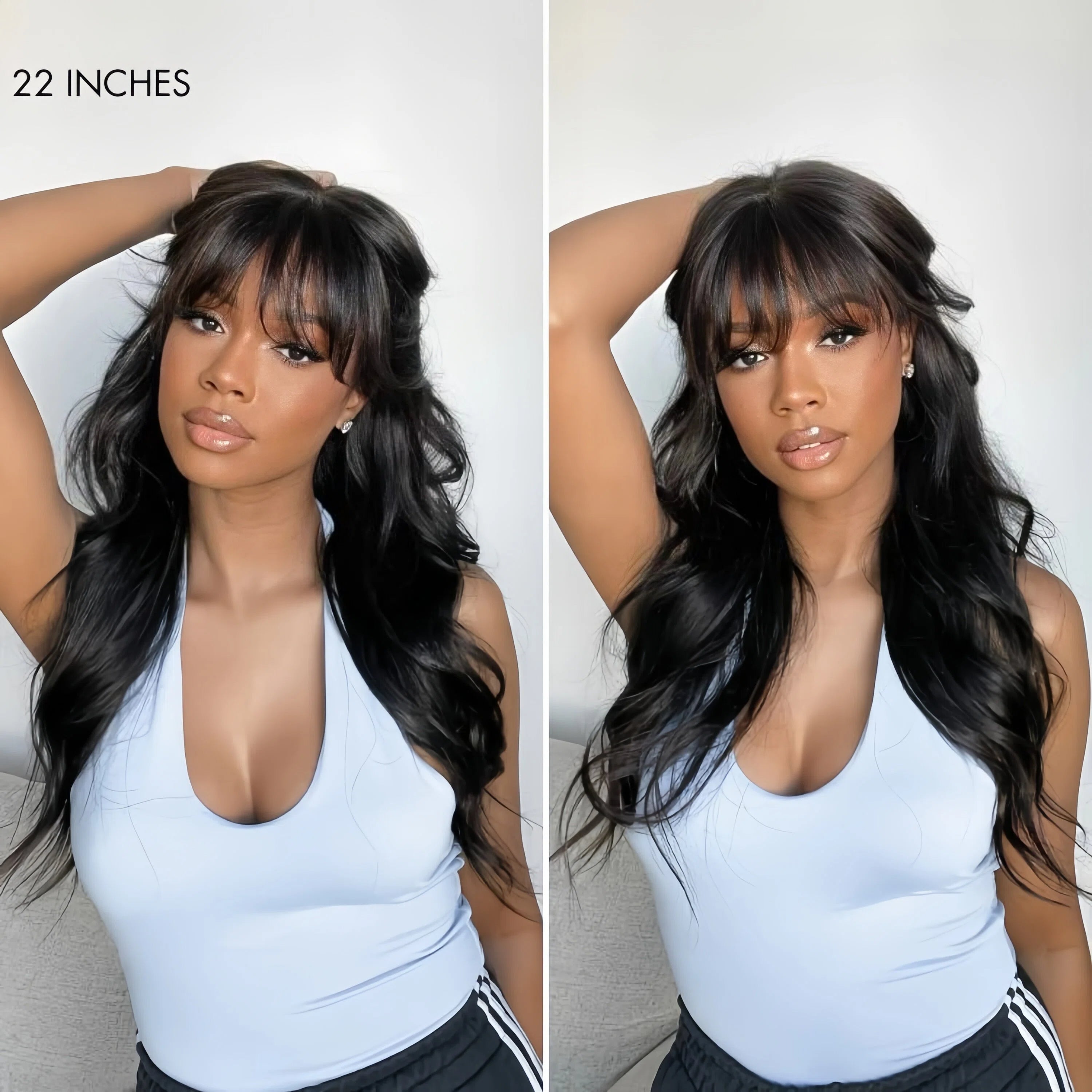 All-Day Comfort™ Wig Density Loose Body Wave Glueless5x5 Closure HD Lace Human Hair Wig with Bangs Pre-Cut Lace