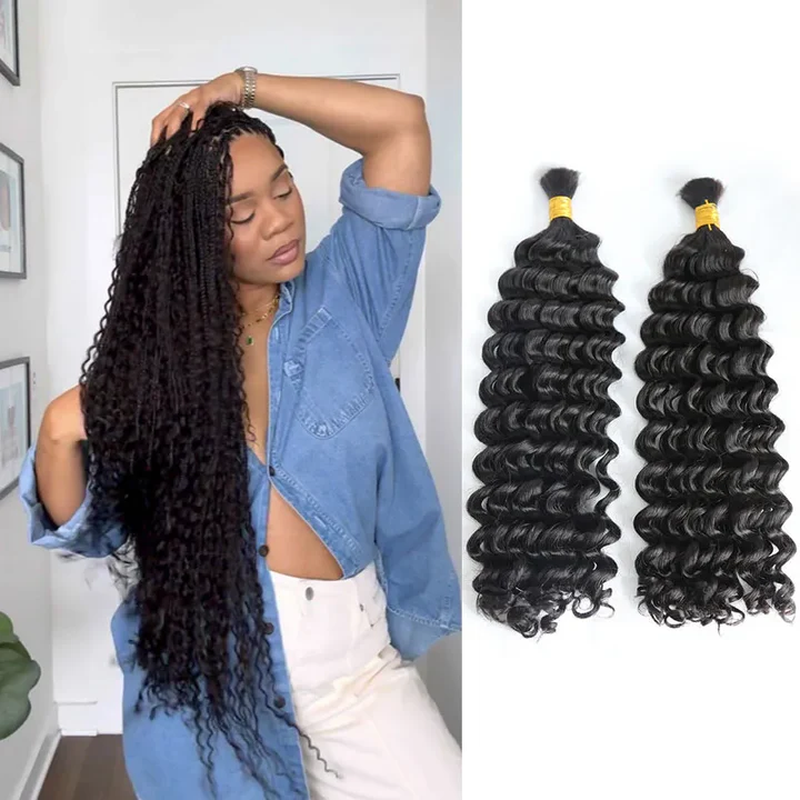 Double Drawn Burmese  Curly Human Braiding Hair