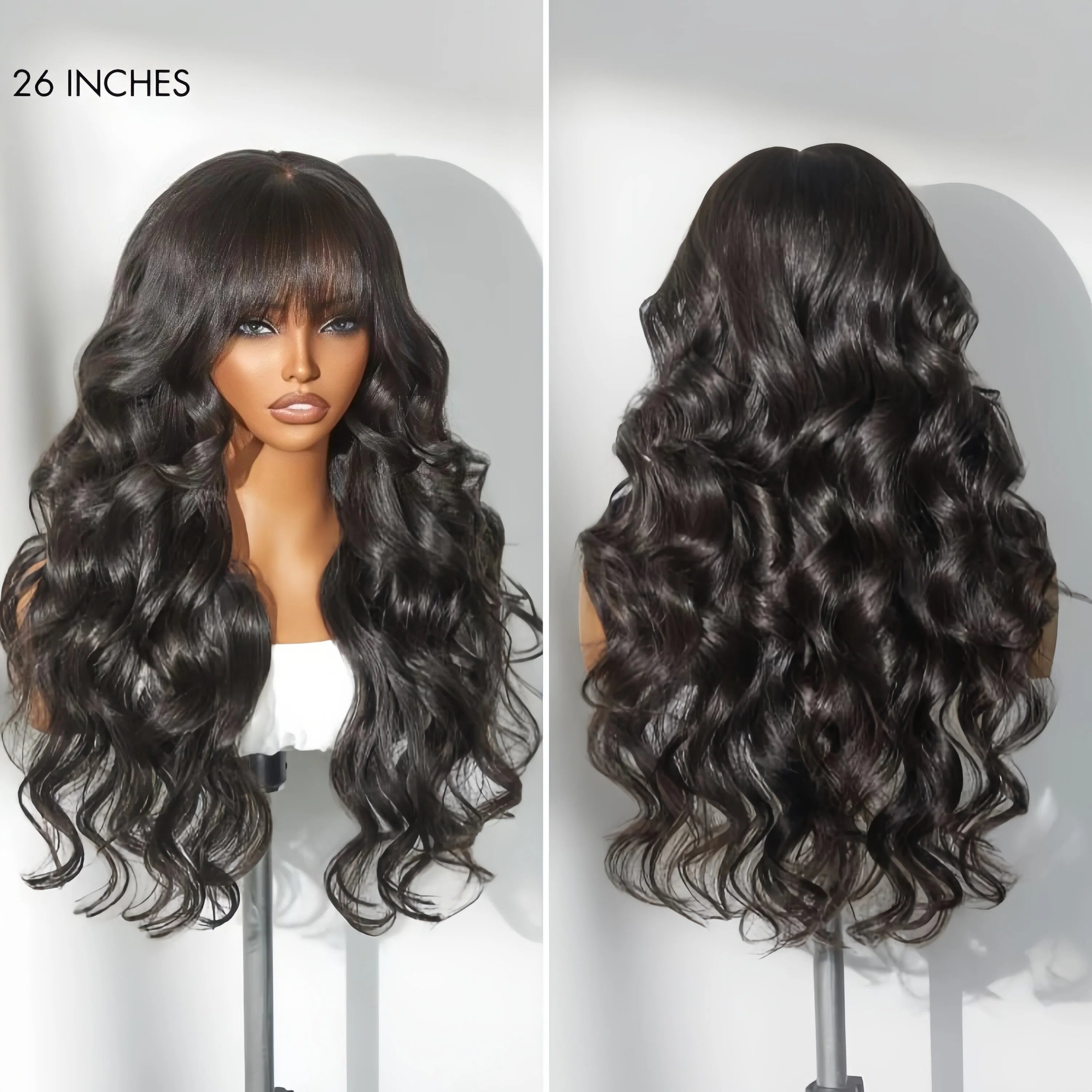 All-Day Comfort™ Wig Density Loose Body Wave Glueless5x5 Closure HD Lace Human Hair Wig with Bangs Pre-Cut Lace