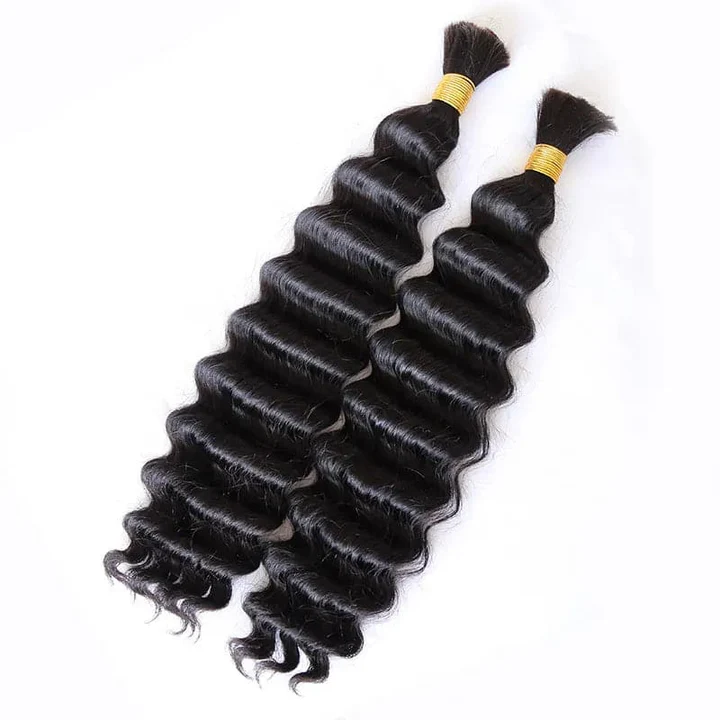 Double Drawn Burmese Deep Wave Human Braiding Hair