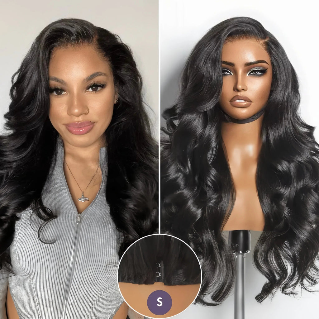 All-Day Comfort™ Wig Density Loose Body Wave Glueless5x5 Closure HD Lace Human Hair Wig with Bangs Pre-Cut Lace