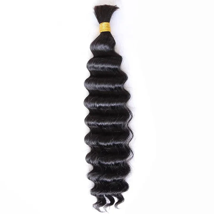 Double Drawn Burmese Deep Wave Human Braiding Hair