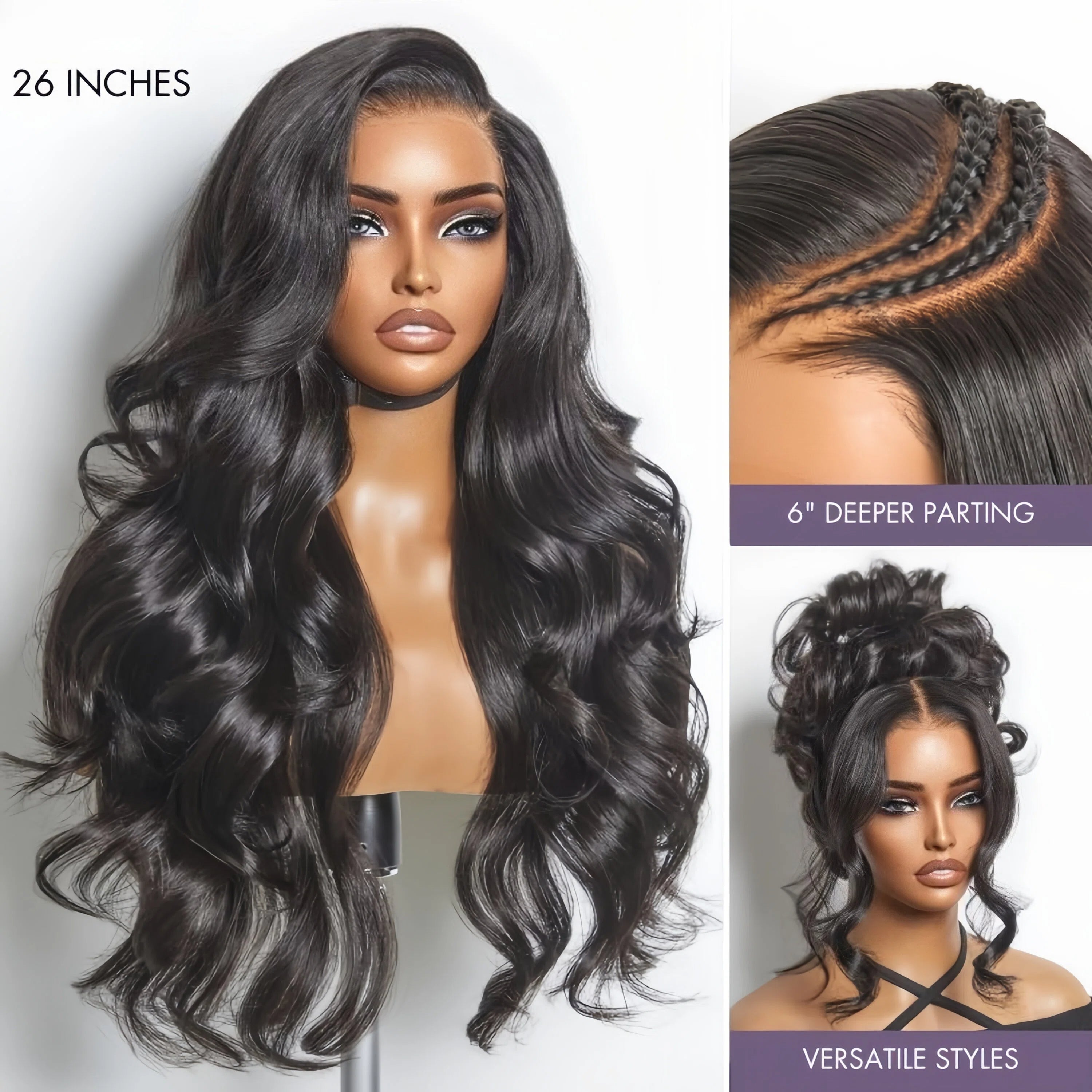 All-Day Comfort™ Wig Density Loose Body Wave Glueless5x5 Closure HD Lace Human Hair Wig with Bangs Pre-Cut Lace