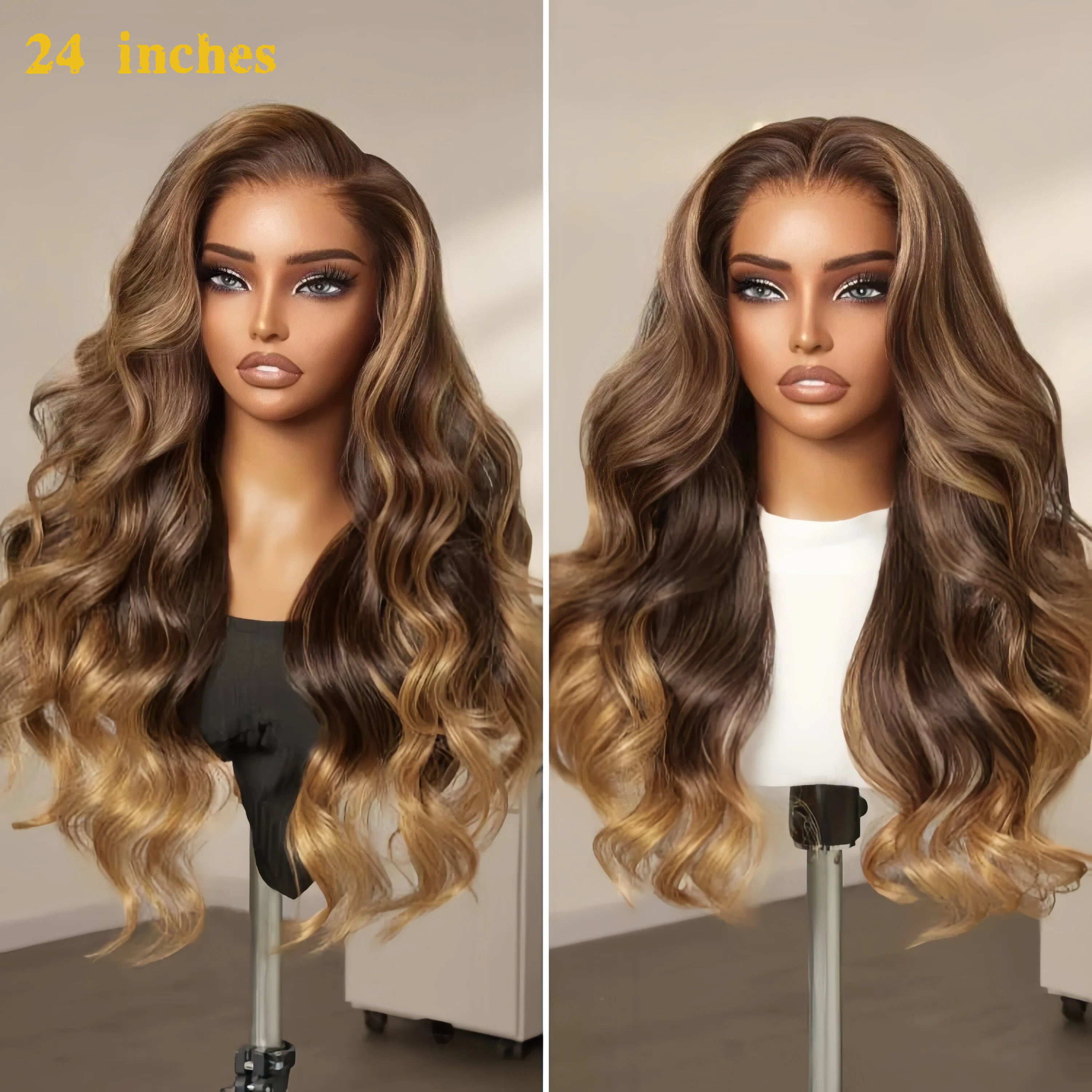 All-Day Comfort™ Wig Density Loose Body Wave Glueless5x5 Closure HD Lace Human Hair Wig with Bangs Pre-Cut Lace