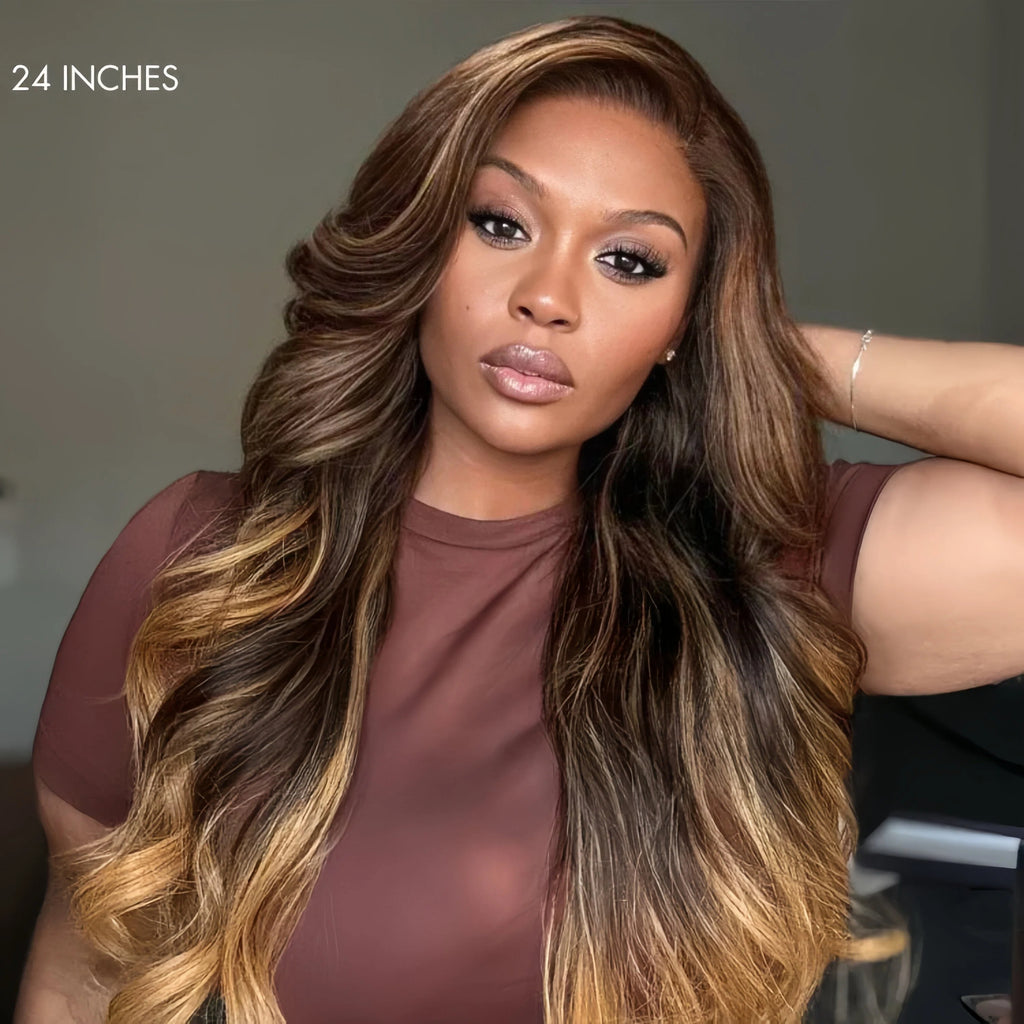 All-Day Comfort™ Wig Density Loose Body Wave Glueless5x5 Closure HD Lace Human Hair Wig with Bangs Pre-Cut Lace