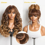 All-Day Comfort™ Wig Density Loose Body Wave Glueless5x5 Closure HD Lace Human Hair Wig with Bangs Pre-Cut Lace