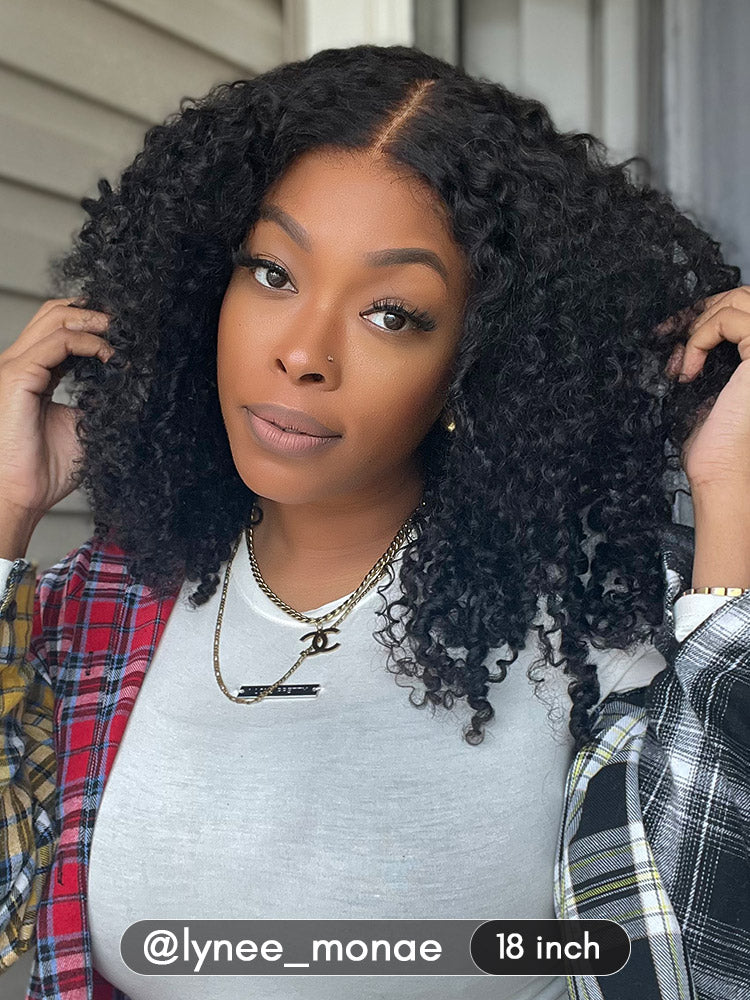 Onimehair™ Pre-cut 13x4 Lace M-cap Wear Go Glueless Mini Knots onimehair Bob Curly Hair HD Lace Front Wig Pre-plucked