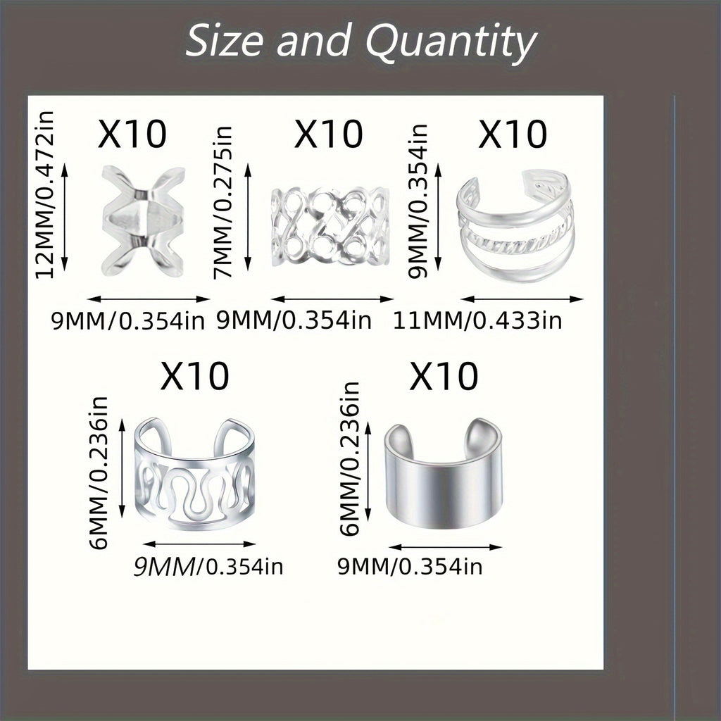 Hair Cuffs-50pcs Gold + 50pcs Silver  (Total 100 pcs)