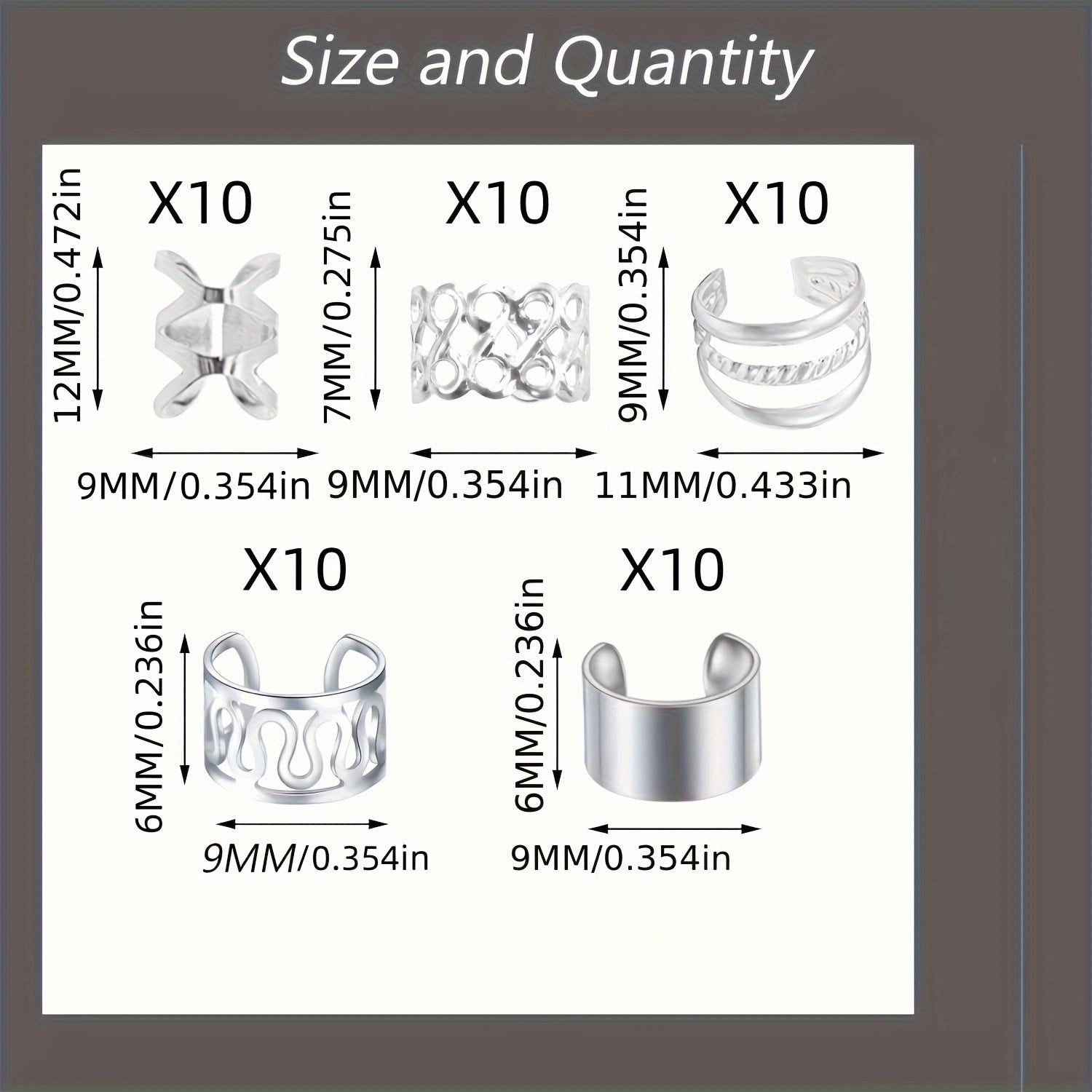 Hair Cuffs-50pcs Gold + 50pcs Silver  (Total 100 pcs)