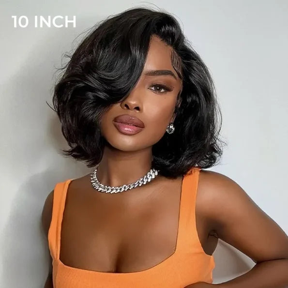 Limited Design | Layered Cut Glueless 5×5 Closure Lace Bob Wig Side Part Wear & Go 200% Density