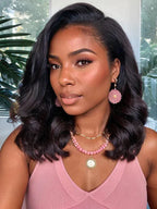 Onimehair™ Pre-bleached Body Wave Hair Wear Go Bob Wig 13x4 Pre-cut HD Lace Pre-plucked