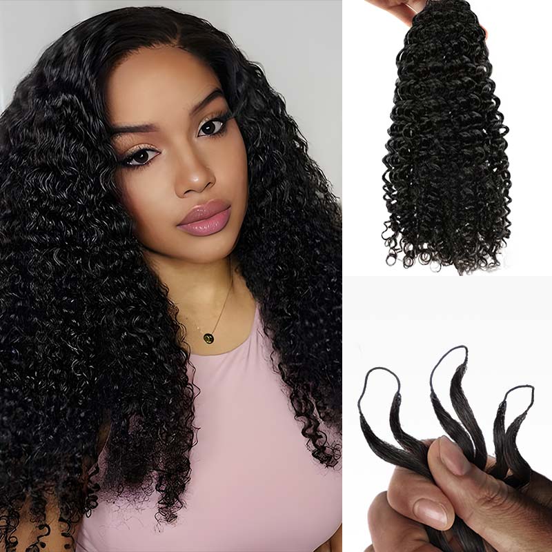 Onimehair™ 1 Pack/50g Handmade Feather Crochet Braid Natural Black Human Hair Extensions