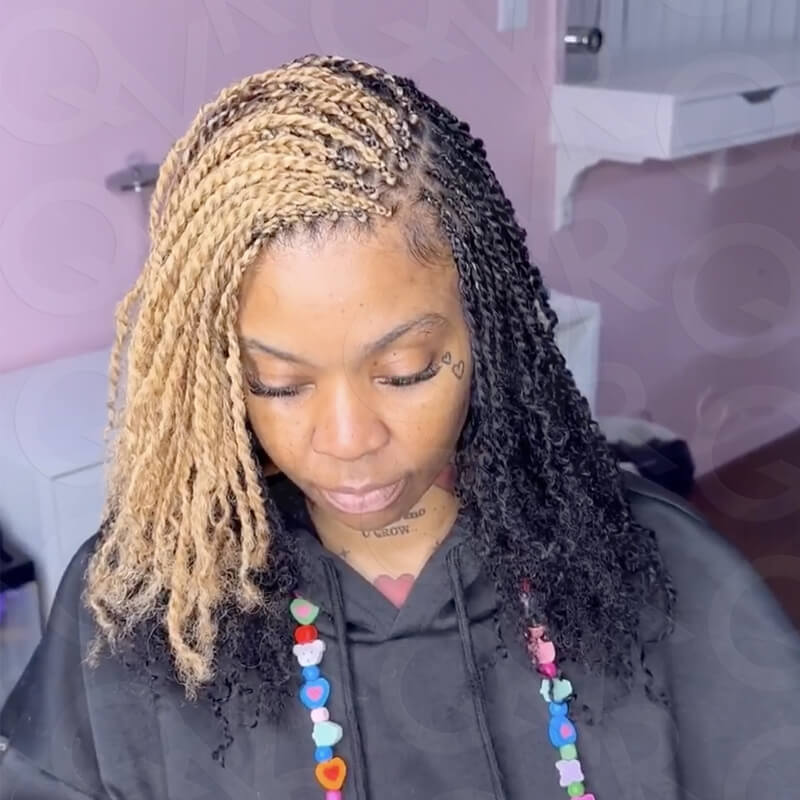 Onimehair™ #Honey Blonde+#1B Two Colors Afro Kinky Bulk Human Hair For Braiding DreadLock