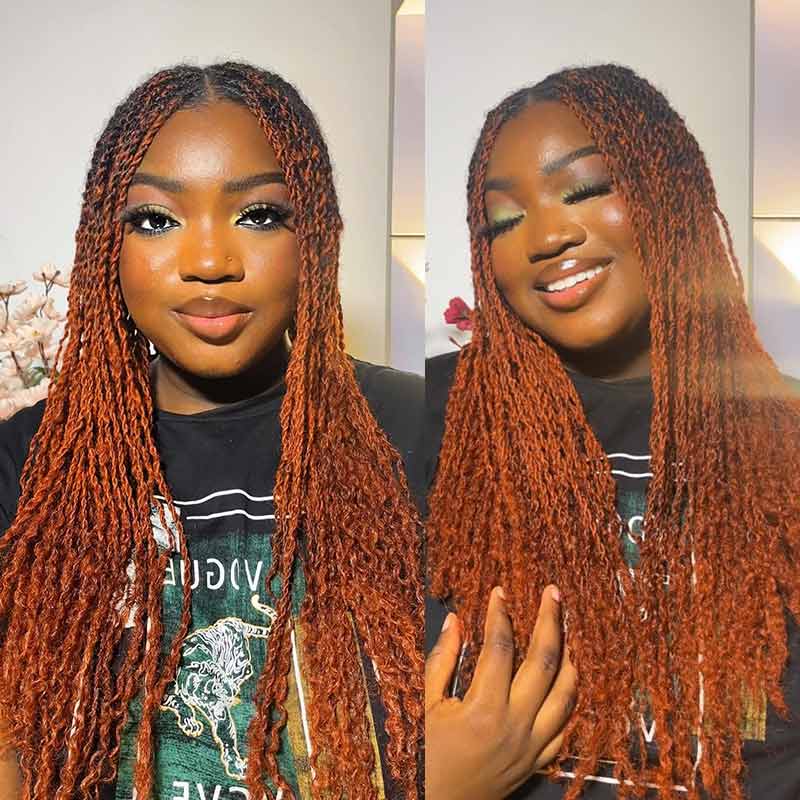 Onimehair™ Dark Orange Afro Kinky Bulk Hair Extensions For Braiding Dreadlock Human Hair