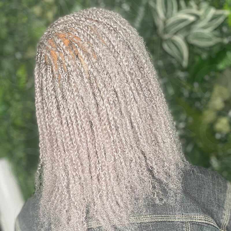 Onimehair™ Brazilian Grey Color Remy Hair Afro kinky Bulk Human Hair For Braiding Dreadlock Hair