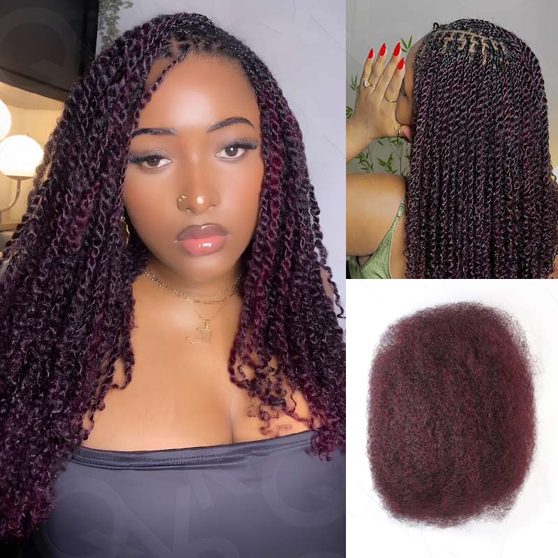 Onimehair™ Reddish Brown Color Afro Kinky Bulk Human Hair For Braiding Dreadlock Hair