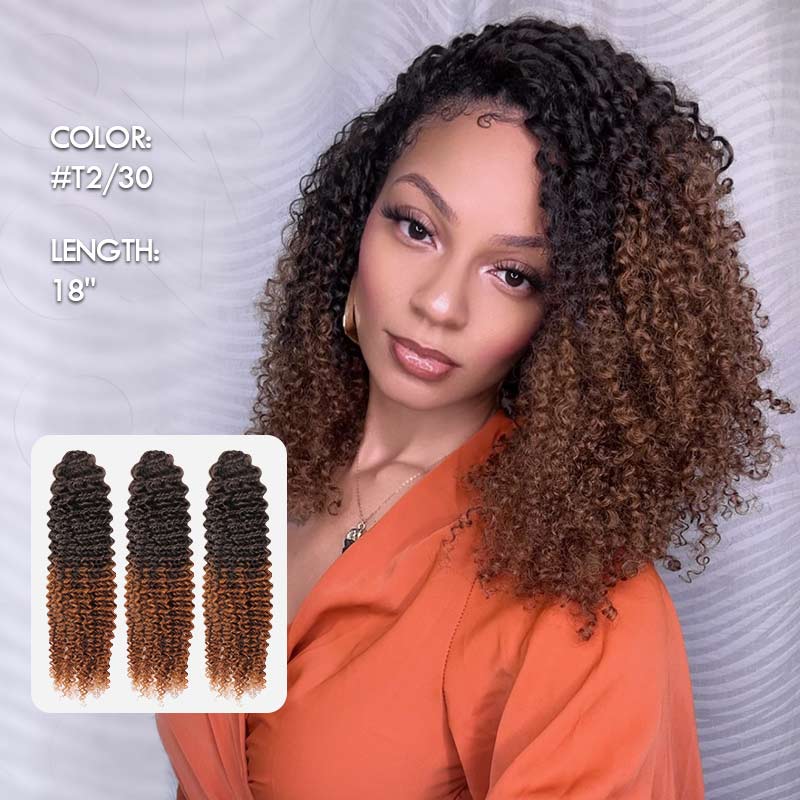Onimehair™ Lightweight T2/30 Color Small Kinky Curly Feather Crochet Braid Human Hair Extension